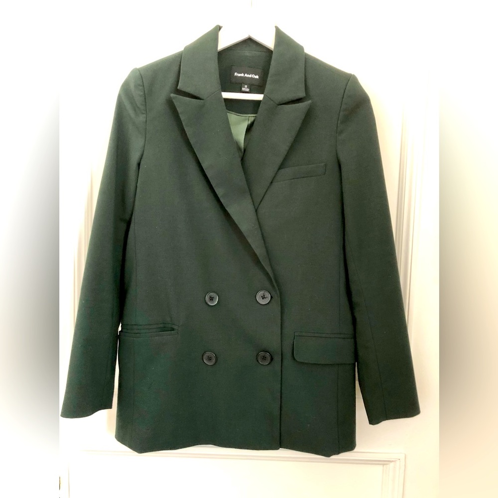Frank and Oak blazer in dark green size xs